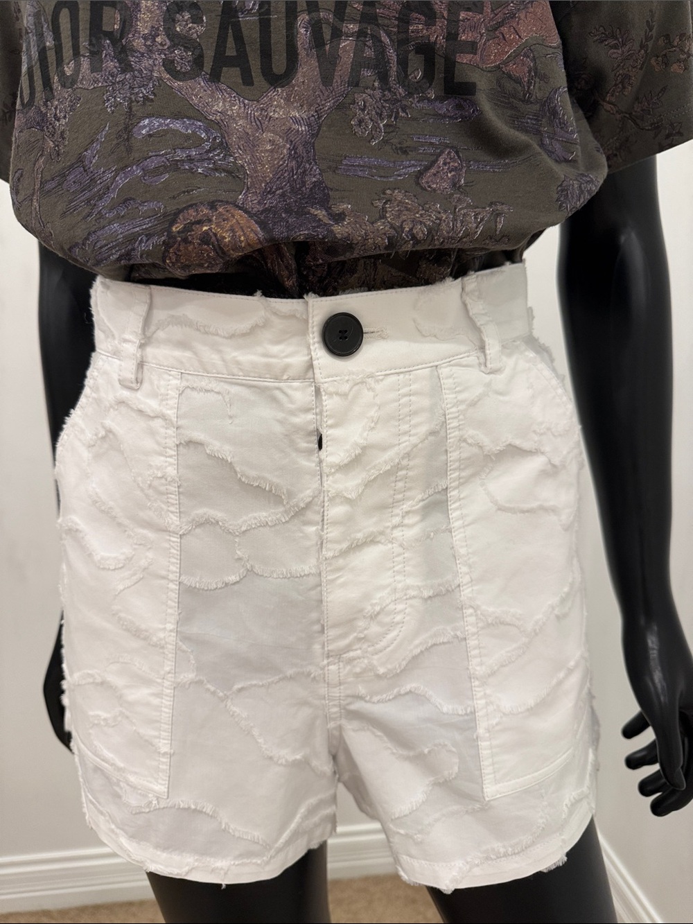 Christian Dior White Camouflage Jacquard Shorts FR34 US2 New Made in Italy